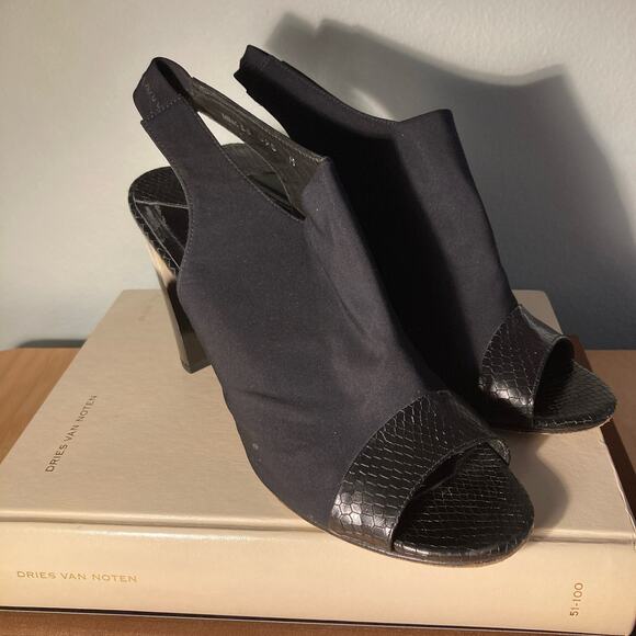 Donald J. Pliner Mink Black Leather Snakeskin Microfiber & Horn Heel ~ Sz 9.5 - Picture 9 of 9